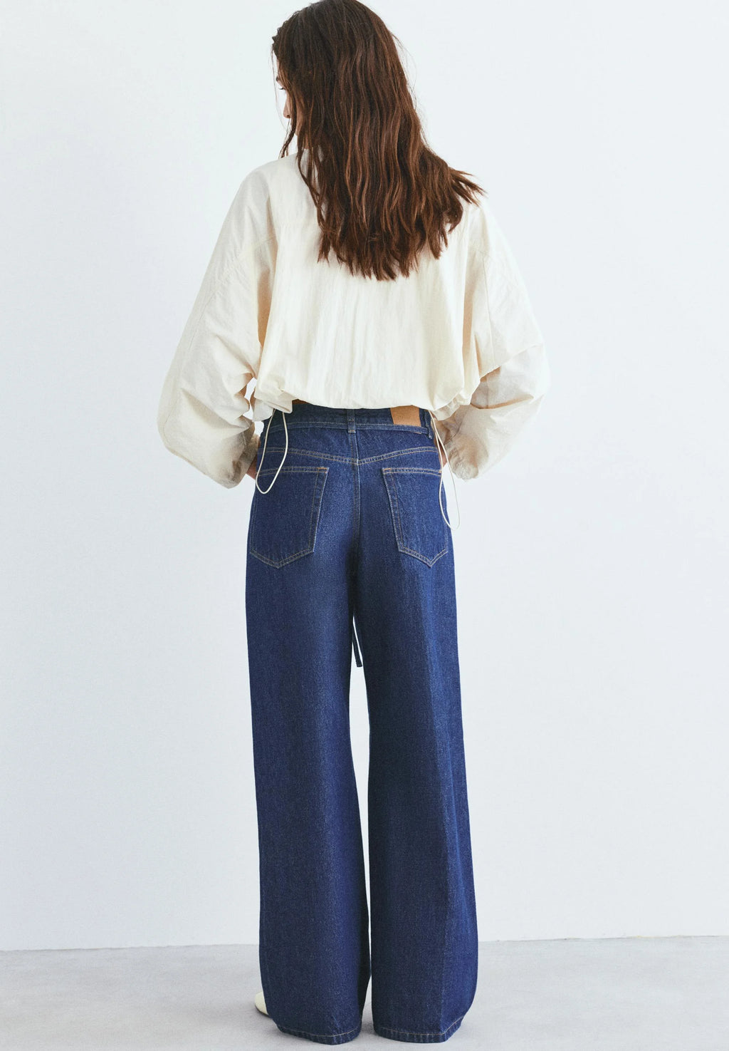 PULL&BEAR WITH BELT - Baggy Jeans - mottled dark blue