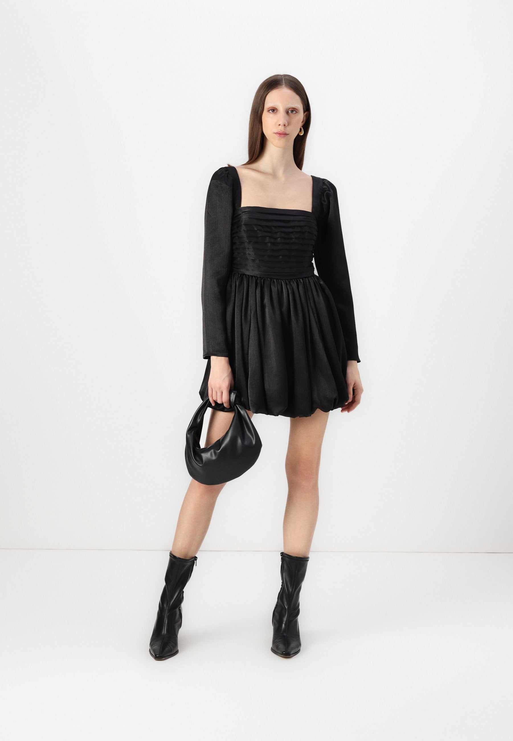 Abercrombie & Fitch The A&F Emerson Bubble Hem Satin Mini Dress