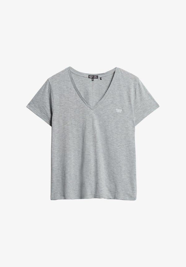 Superdry & Co EMBROIDERED V NECK  - Basic T-shirt - smoke grey marl
