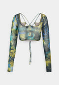 Jaded London STRAPPY CROP WITH SLEEVES ABSTRACT BURN