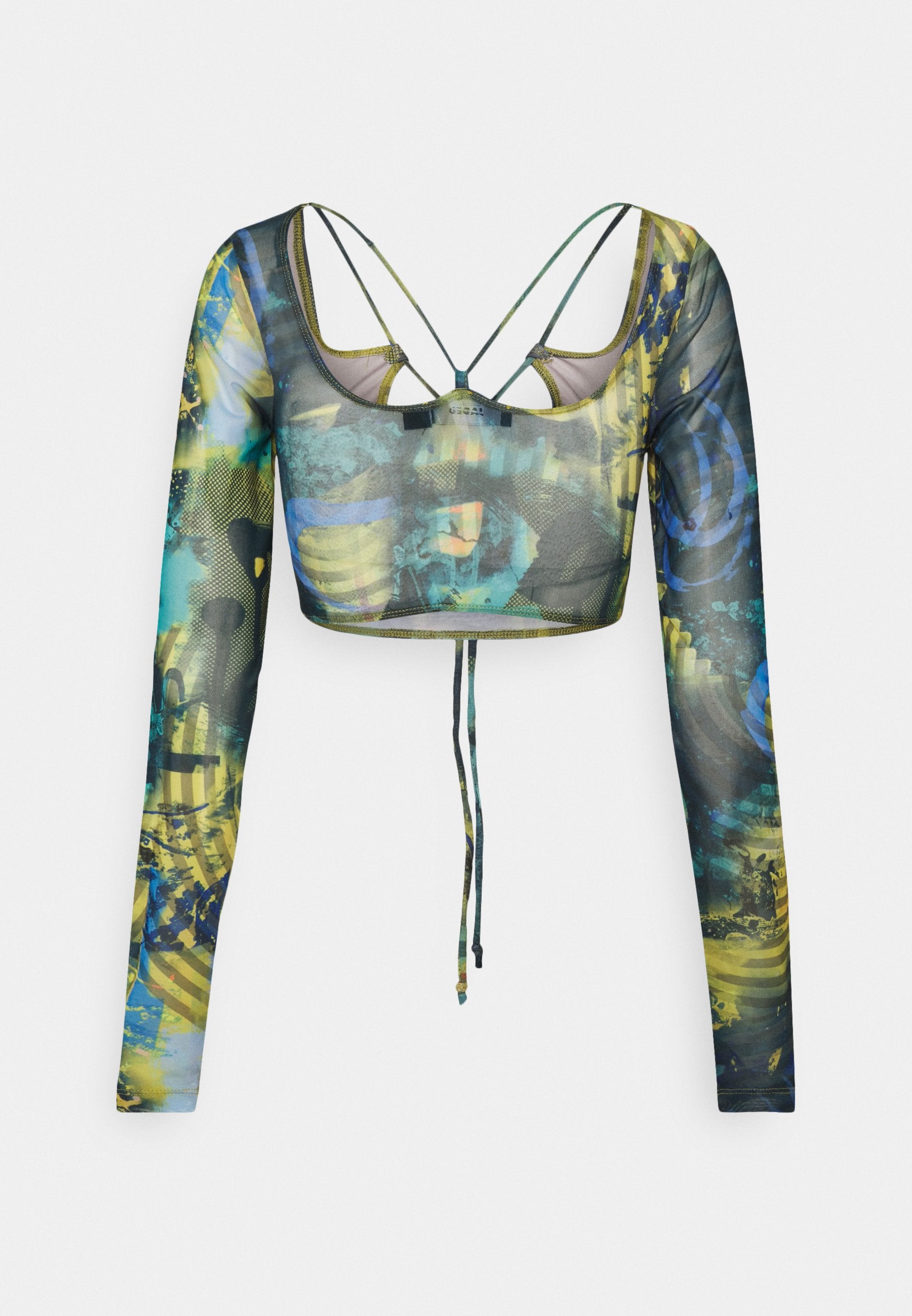 Jaded London STRAPPY CROP WITH SLEEVES ABSTRACT BURN