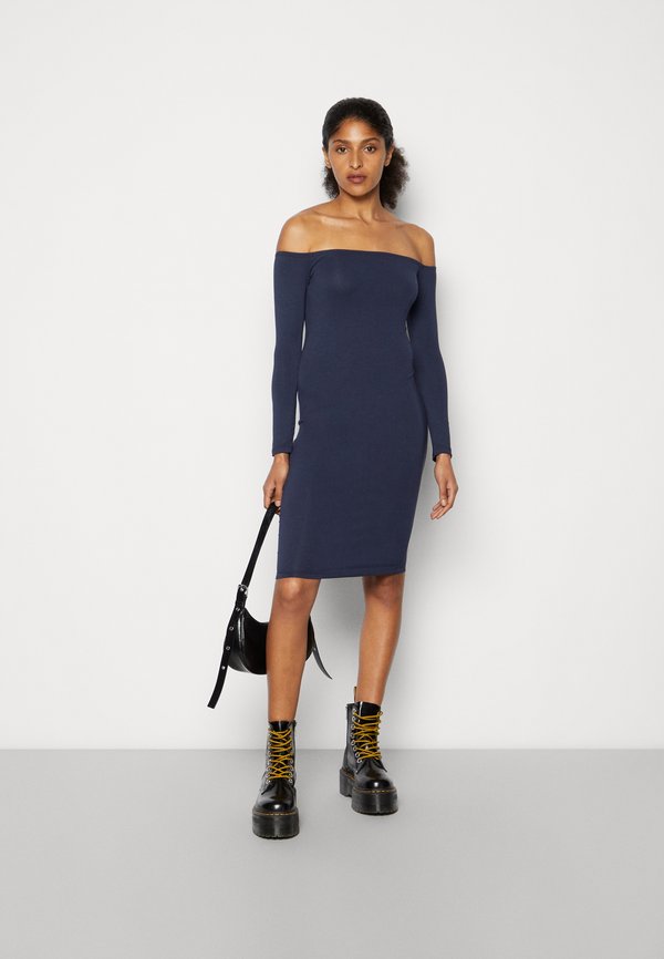WAL G. HARRY OFF SHOULDER MIDI DRESS