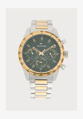 Tommy Hilfiger HAMPTON - Chronograph watch - silver-coloured/gold-coloured/green