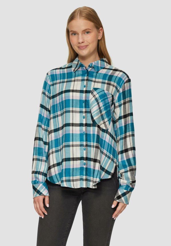 s.Oliver KARIERTE - Button-down blouse - azurblau