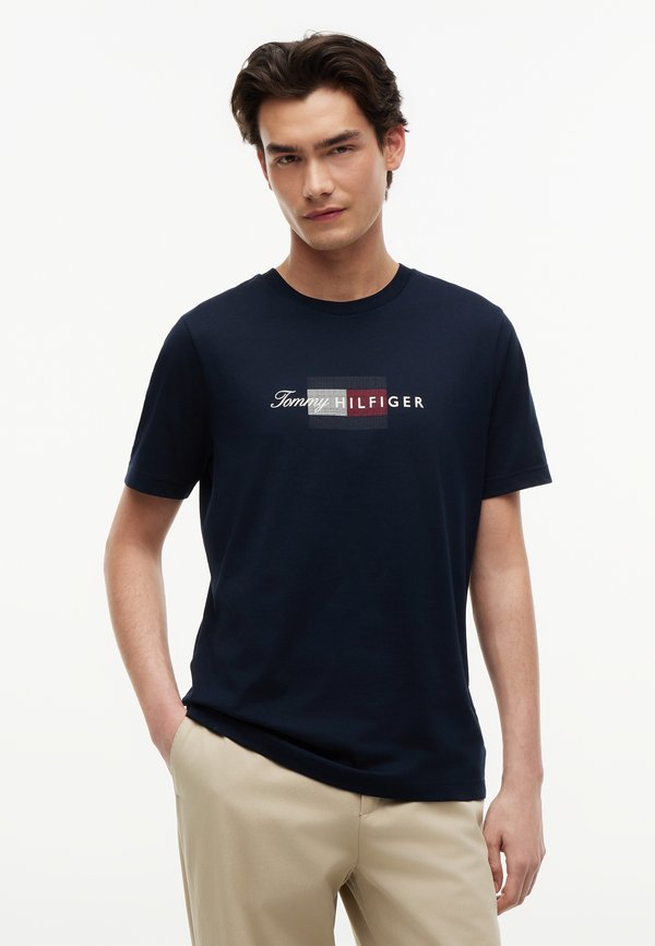 Tommy Hilfiger SCRIPT FLAG REGULAR TEE  BRAND LOVE - Print T-shirt - desert sky