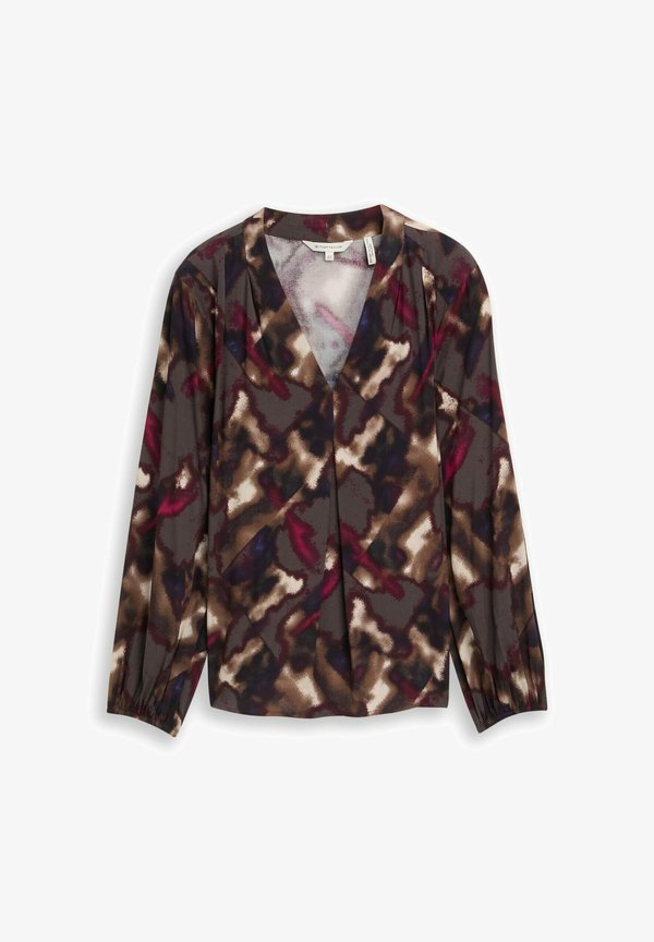 TOM TAILOR PLUS SIZE -  MIT MUSTER - Blouse - brown blurry argyle