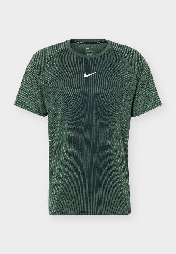 Nike Performance STRIDE - Print T-shirt - black/voltage green