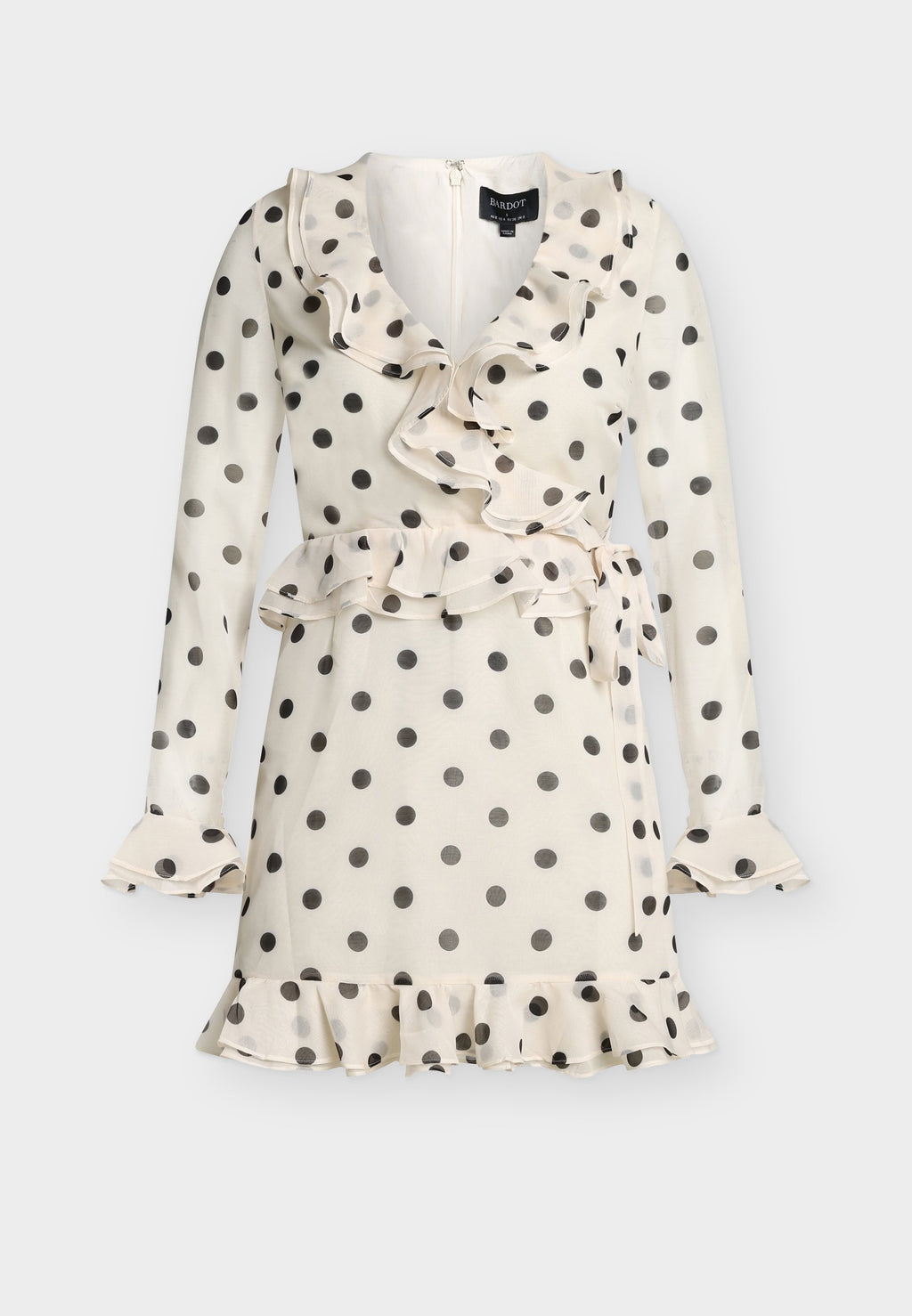 Bardot FRILL DETAIL SPOT MINI DRESS