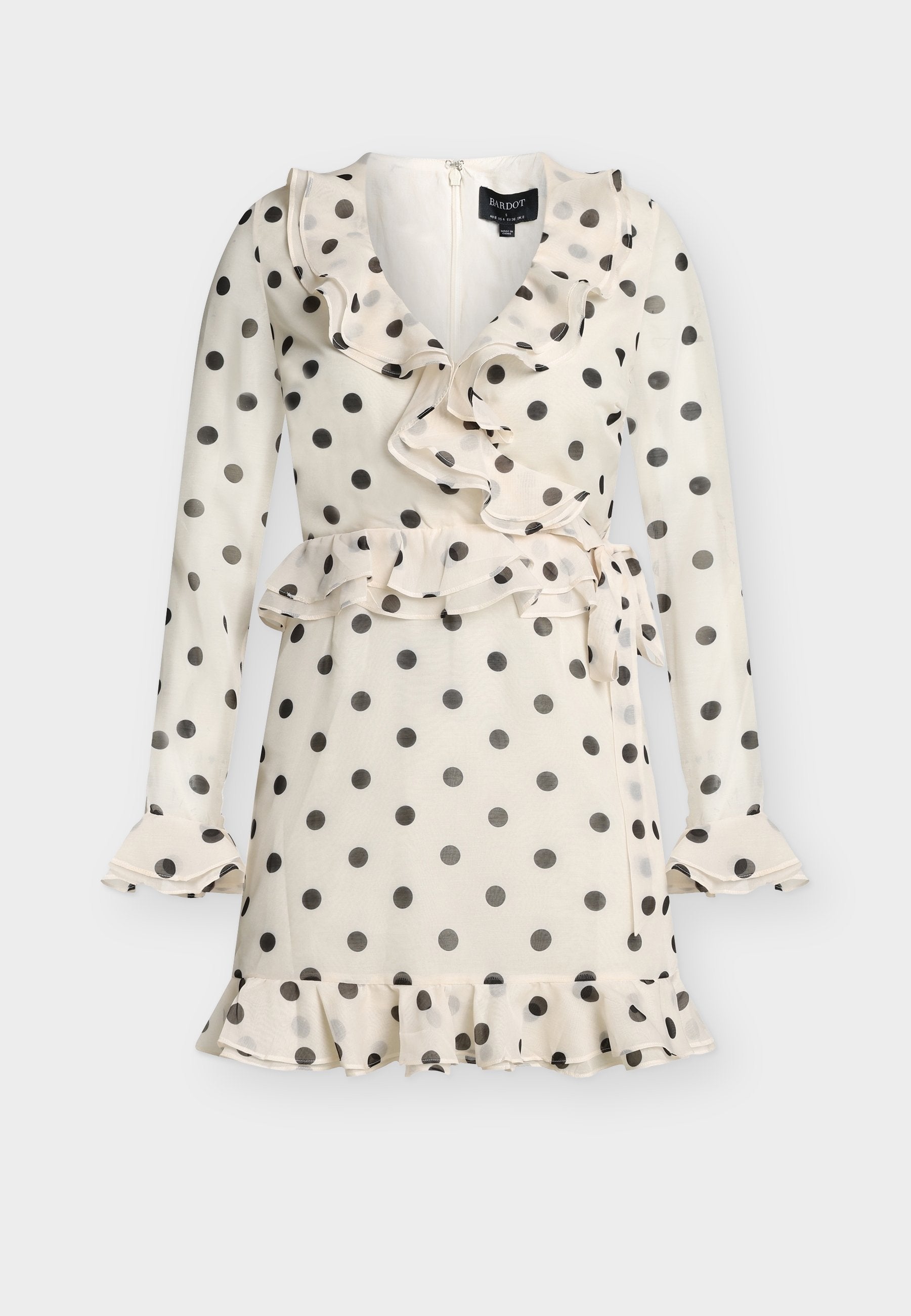 Bardot FRILL DETAIL SPOT MINI DRESS