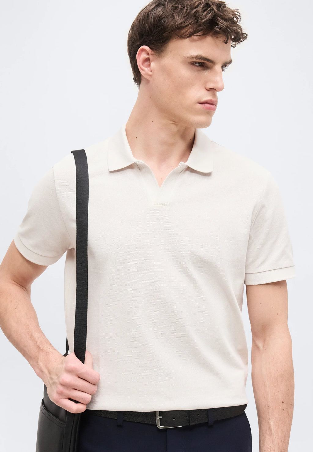 Calvin Klein Jeans OPEN COLLAR CASUAL - Polo shirt - white sand