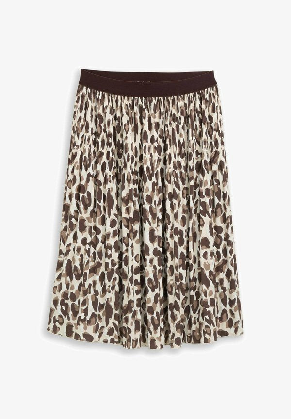 TOM TAILOR TOM TAILOR RÖCKE PLISSEE ROCK MIT ELASTISCHEM BUND - A-line skirt - brown beige leo print