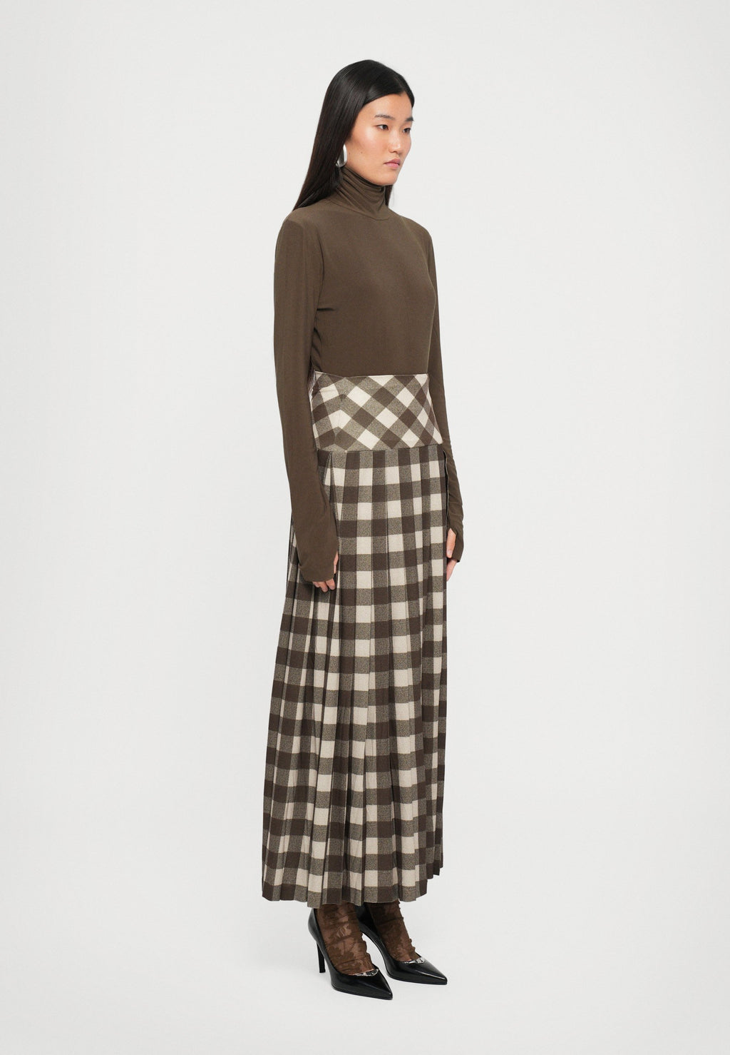 Norma Kamali PLEATED LONG SKIRT SLIT