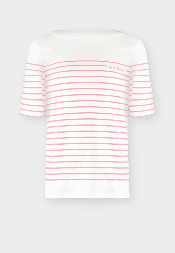 TOM TAILOR PLACED STRIPE BOAT NECK - Print T-shirt - whisper white