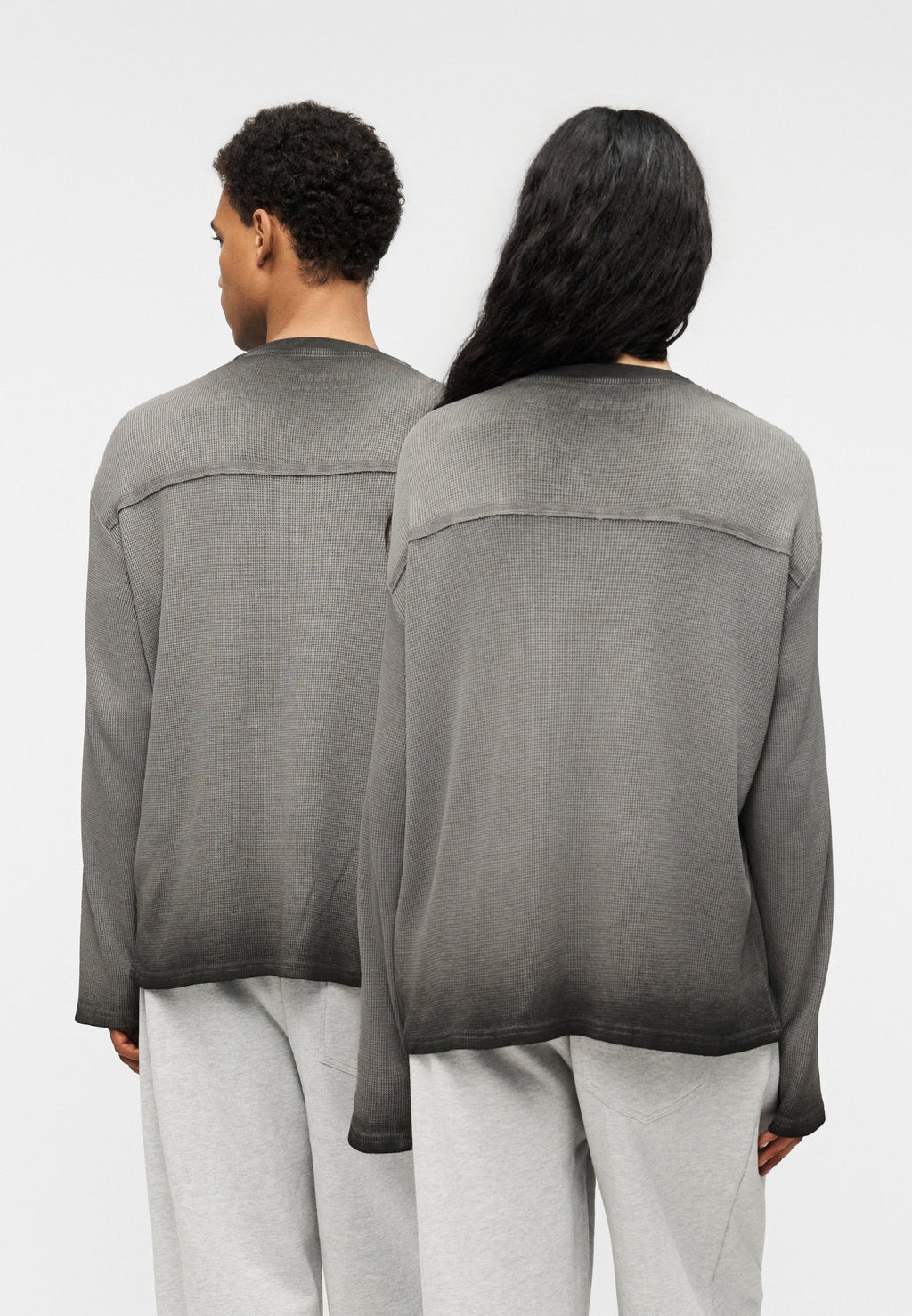 YOURTURN WAFFLE BOXY WASHED LONG SLEEVED