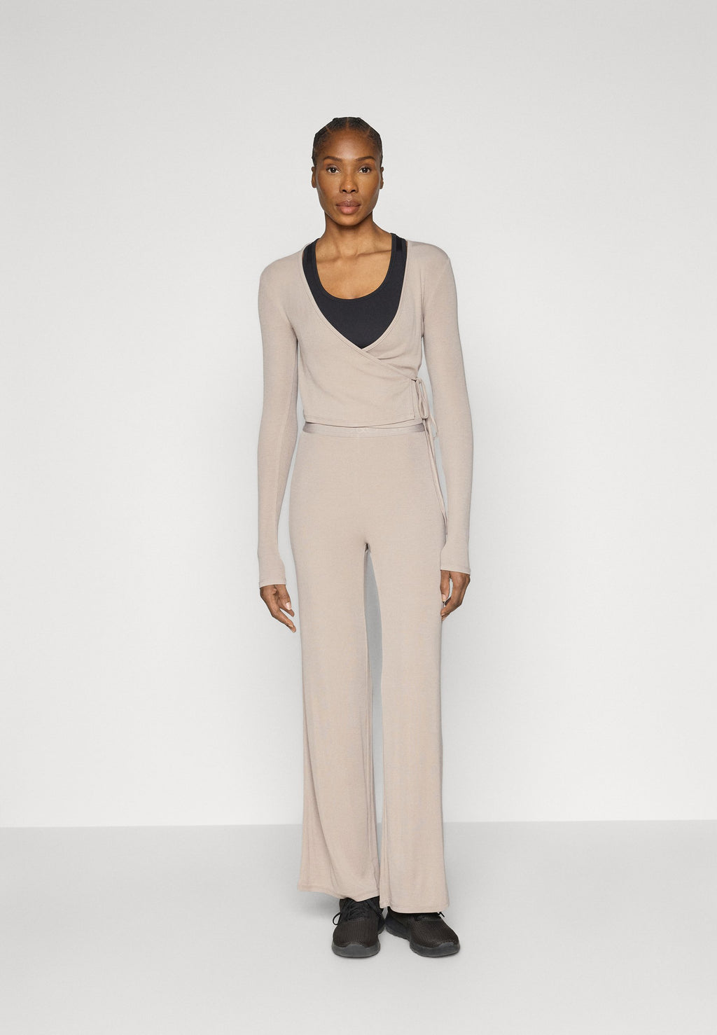 Even&Odd active LONG SLEEVE RIBBED WRAP TOP