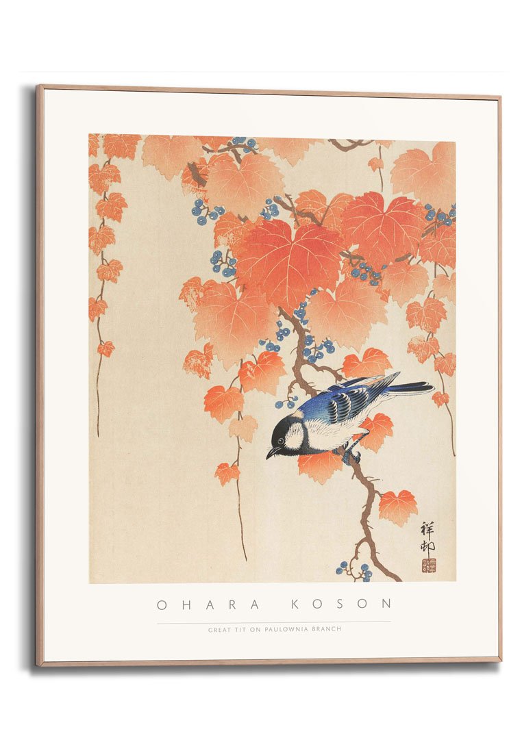 Orange Wallz OHARA KOSON - GREAT TIT ON PAULOWNIA BRANCH