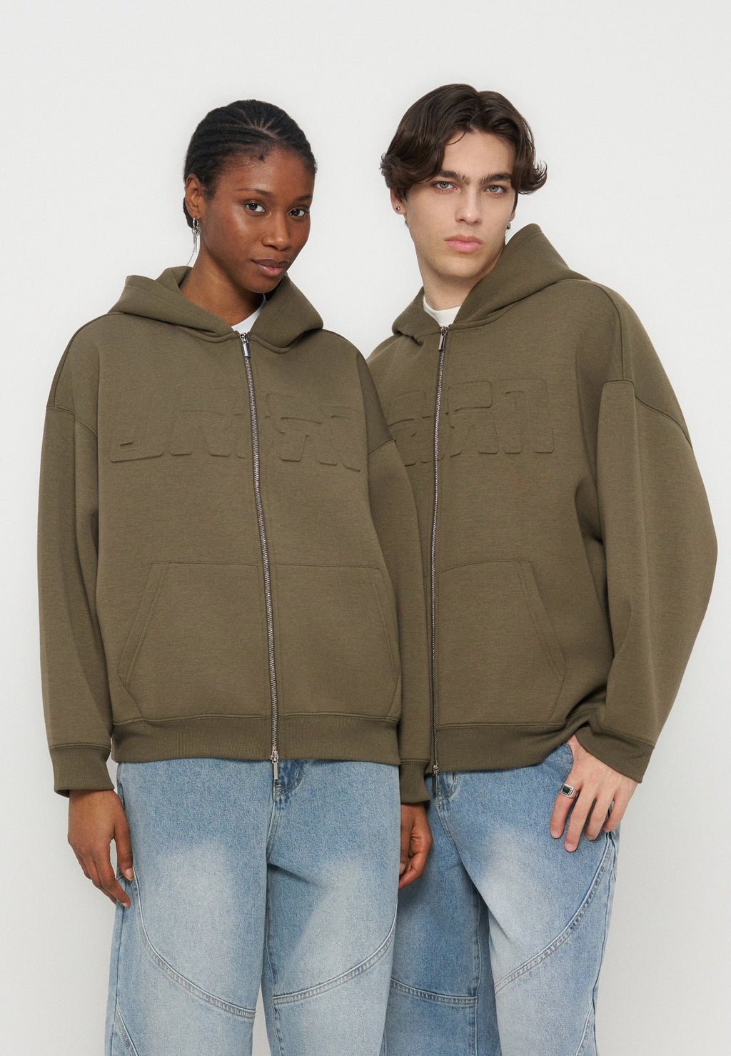 YOURTURN SCUBA BOXY FIT ZIP-UP HOODIE