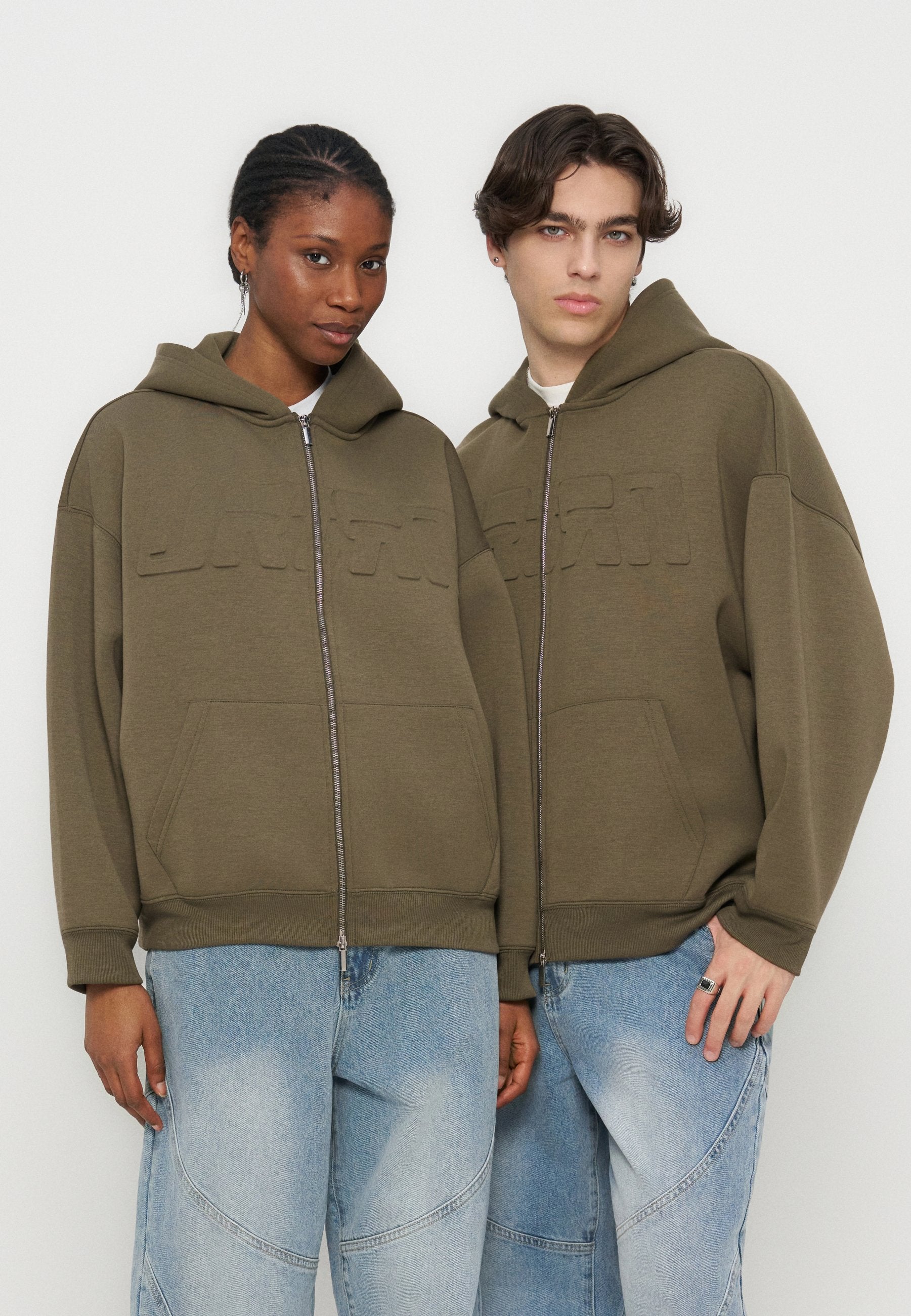 YOURTURN SCUBA BOXY FIT ZIP-UP HOODIE