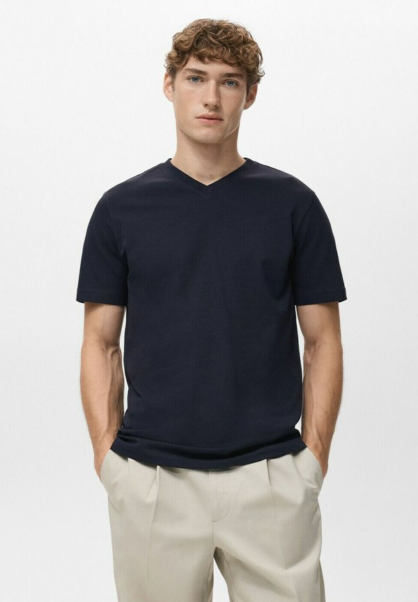 Mango Basic T-shirt - marineblau