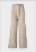 Beige weite Beinkleider aus strukturiertem Strickstoff, mit einem Kordelzugbund und einer lockeren Passform.