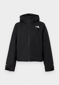 Schwarze isolierte Jacke mit Kapuze, mit einem Reißverschluss vorne und zwei Seitentaschen. Enthält ein Logo auf der linken Brust und elastische Bündchen.