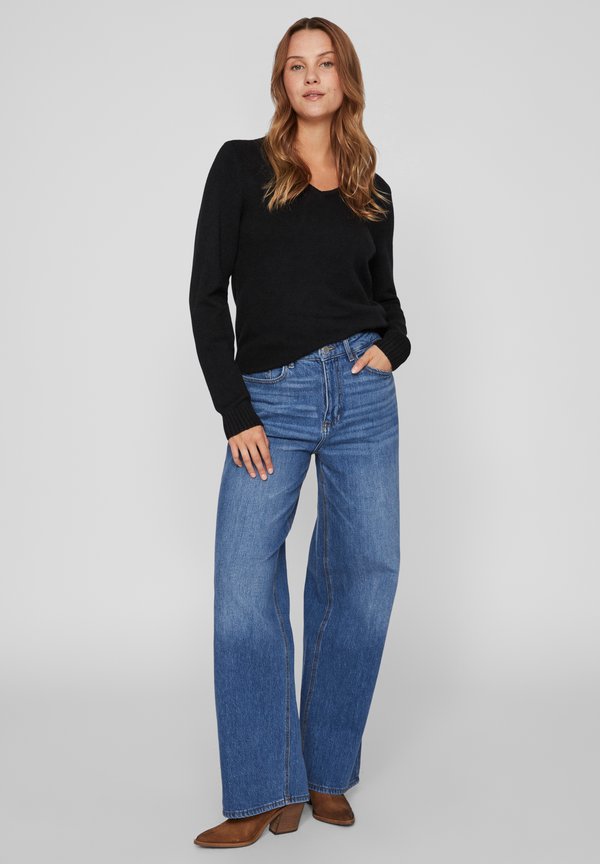 VILA VIRIL V-NECK L/S KNIT TOP - NOOS