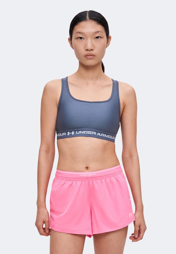 Under Armour CROSSBACK MID BRA - Medium support sports bra - downpour gray/blue fog