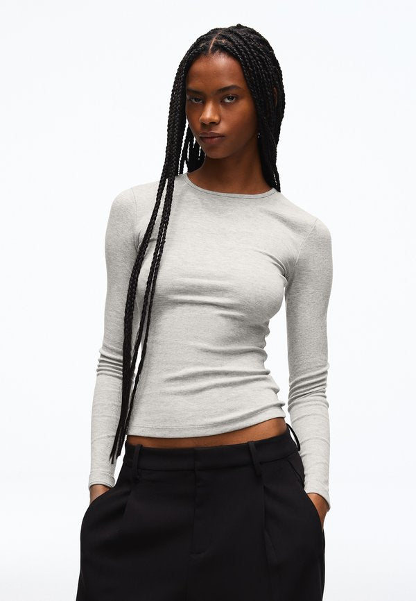 Bershka LONG SLEEVE ROUND NECK - T-SHIRT - Long sleeved top - grey