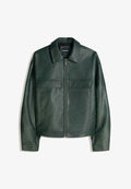 Bershka Faux leather jacket - green