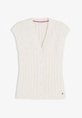 Tommy Hilfiger MID GG CABLE VEST CARDI - CO CABLE MID GG - Waistcoat - ivory petal