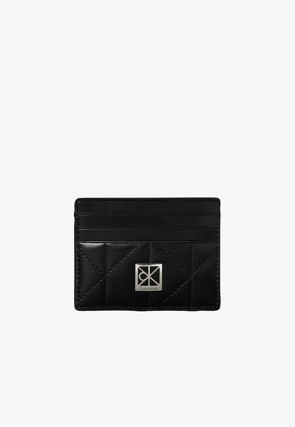 Calvin Klein CALVIN KLEIN QUILTED RFID EMBLEM LOGO CARDHOLDER - Business card holder - black