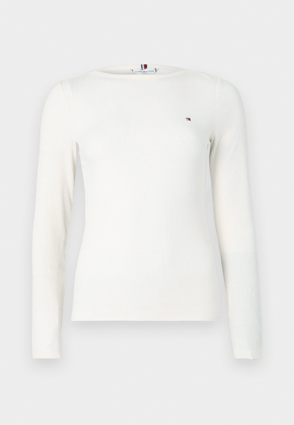 RIBBED SLIM BOAT NECK LONG SLEEVE T-SHIRT Media 1