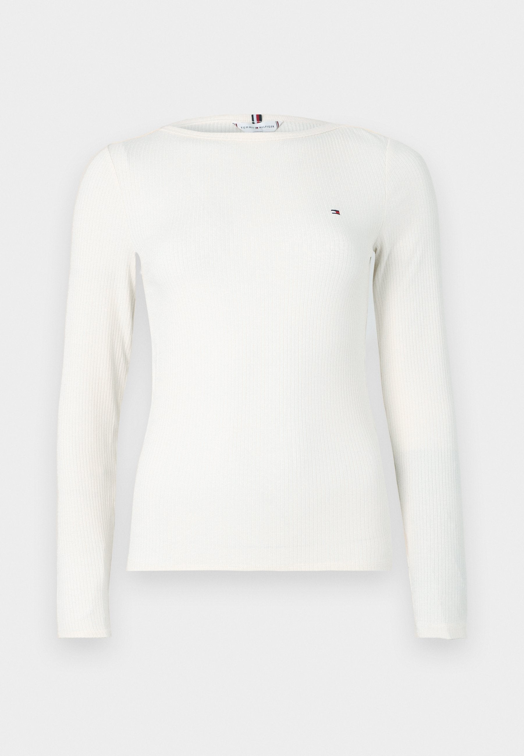RIBBED SLIM BOAT NECK LONG SLEEVE T-SHIRT Media 1