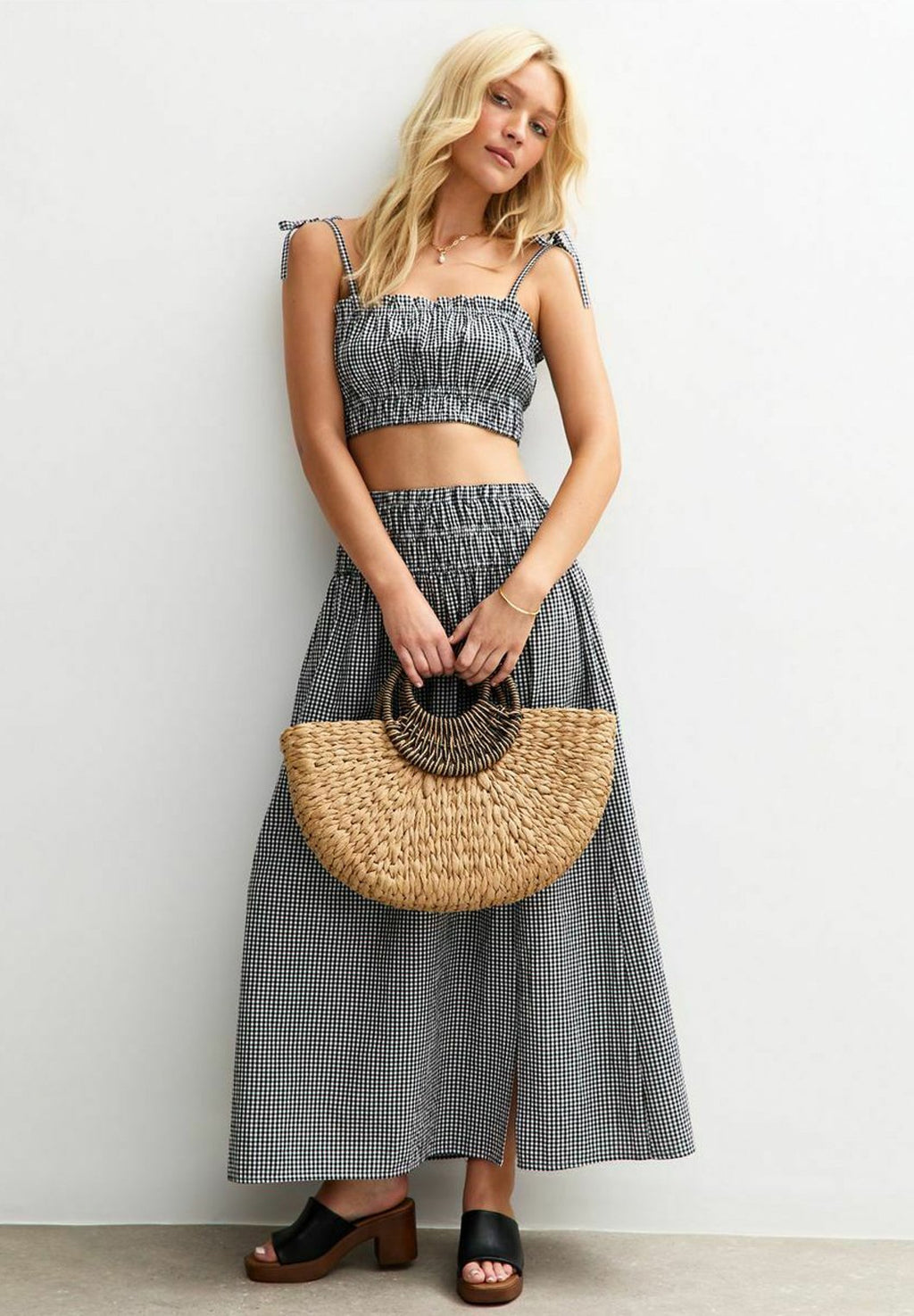 New Look GINGHAM CHECK SLIT HEM MAXI