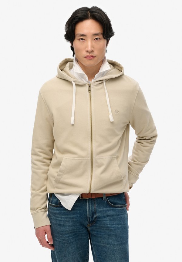 Superdry & Co SUPERDRY CLASSIC ESSENTIAL ZIP HOODIE.. - Zip-up sweatshirt - light beige