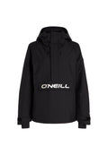 Schwarze Pulloverjacke mit Kapuze, ausgestattet mit einer Fronttasche und einem auffälligen weißen "O'NEILL"-Logo. Das Material wirkt glatt mit matter Oberfläche.