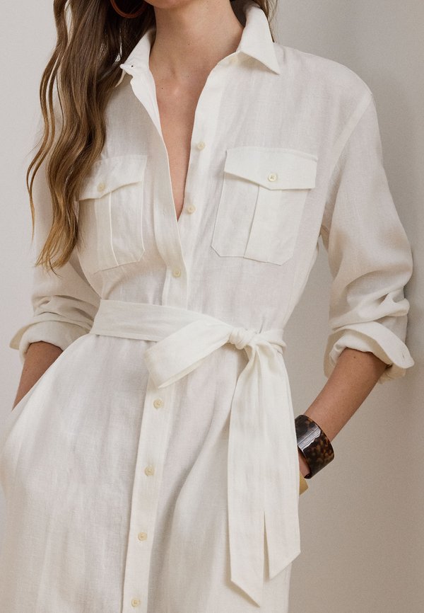 Lauren Ralph Lauren BELTED LINEN MIDI SHIRTDRESS