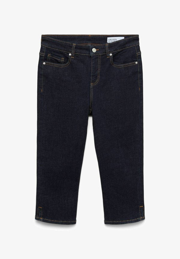 Vero Moda SLIM FIT JEANS VMEYLA MID RISE SLIM FIT JEANS - Denim shorts - dark blue denim