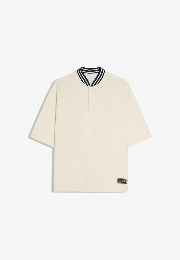 Bershka SHORT SLEEVE BOXY FIT - PRINT SHIRT - Shirt - beige