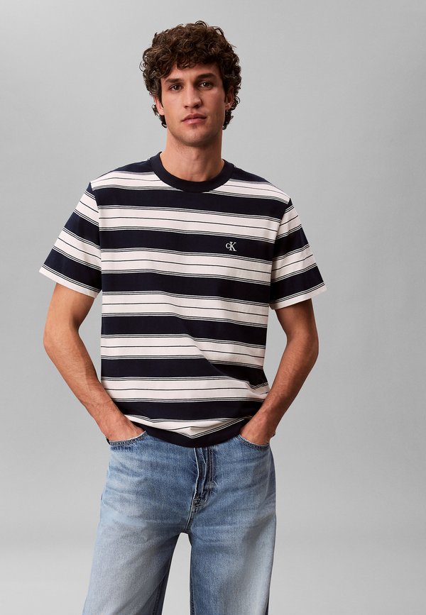 Calvin Klein Jeans CALVIN KLEIN JEANS COTTON STRETCH STRIPE T-SHIRT - Print T-shirt - dark sapphire