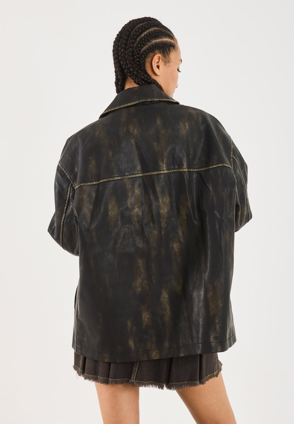 YOURTURN UNISEX OVERSIZED FIT PU JACKET