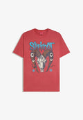 Bershka SLIPKNOT REGULAR FIT SHORT SLEEVE - T-SHIRT - Print T-shirt - light red