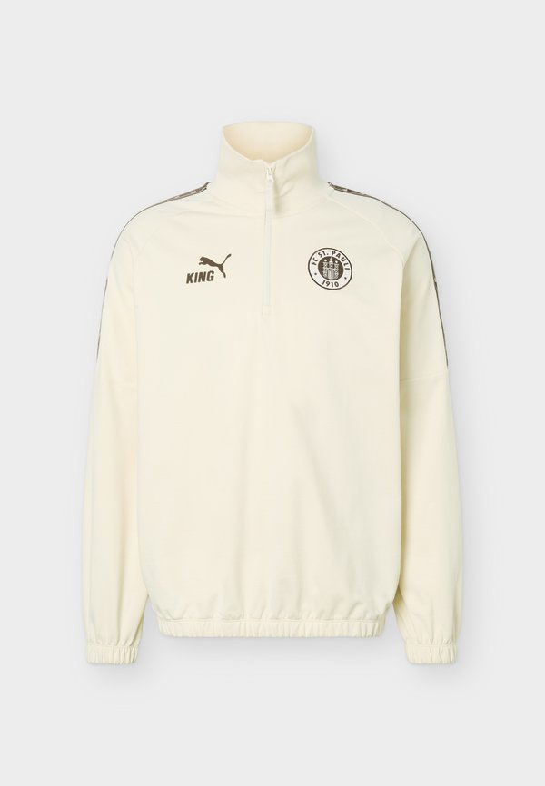 Puma FC ST. PAULI KING ZIP PULLOVER - Club wear - alpine snow/dark chocolate