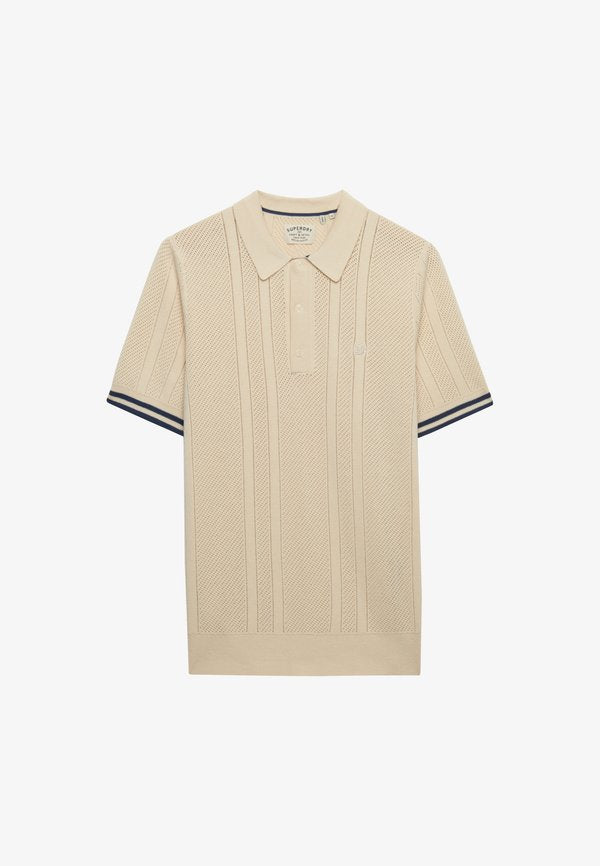 Superdry & Co TEXTURE SHORT SLEEVE - Polo shirt - oatmeal beige