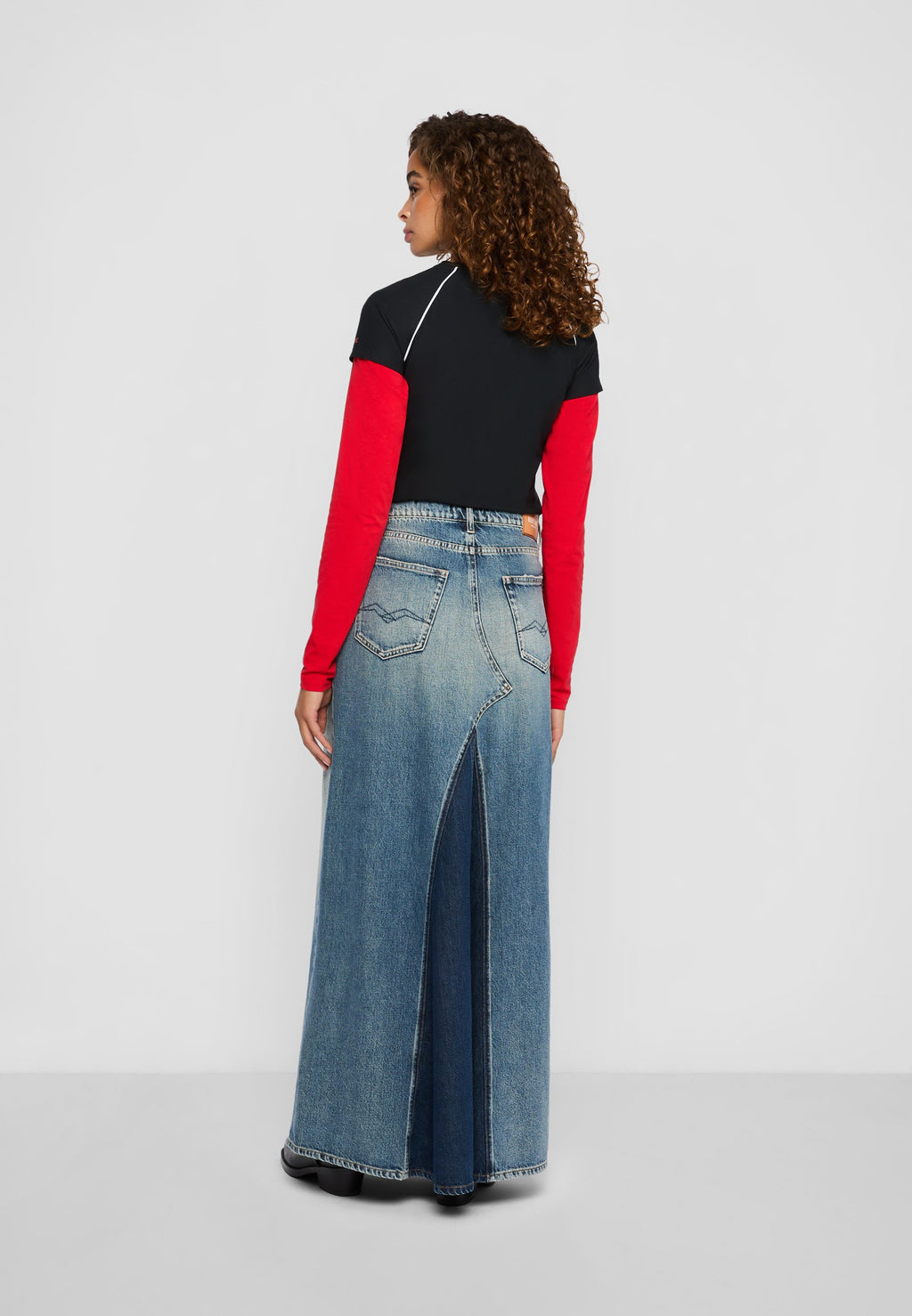 Replay PATCHWORK WASHED DENIM SKIRT