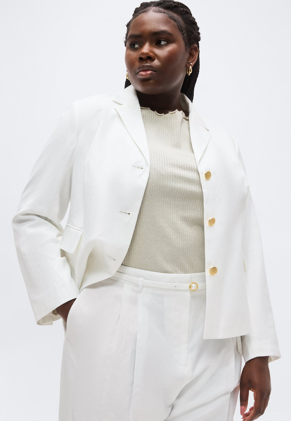 CURVE WIDE LEG LINEN BLEND TROUSERS Media 5