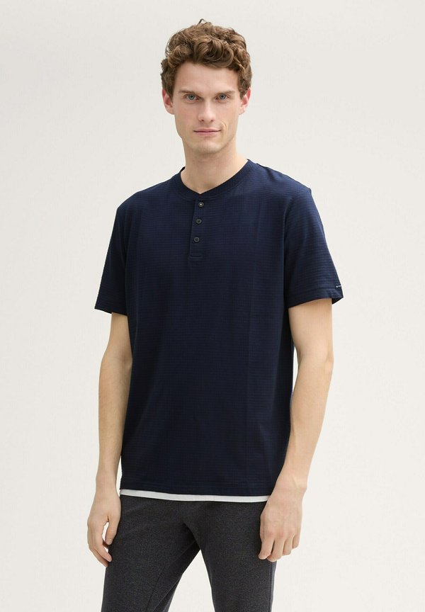 TOM TAILOR HENLEY  - Basic T-shirt - sky captain blue