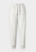 Hellgraue Sweatpants aus weichem Stoff mit einem elastischen Bund, verstellbarem Kordelzug und gerippten Bündchen. Seitentasche mit minimalem Branding.