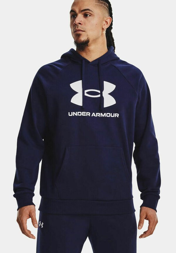 Under Armour RIVAL LOGO - Hoodie - midnight navy pitch gray