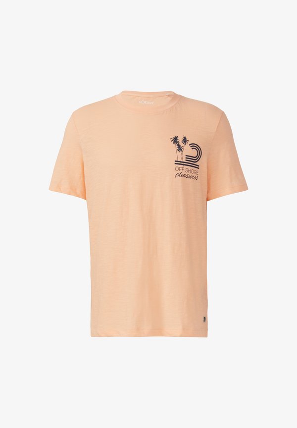 s.Oliver MIT FRONT UND FLAMM STRUKTUR - Print T-shirt - papaya